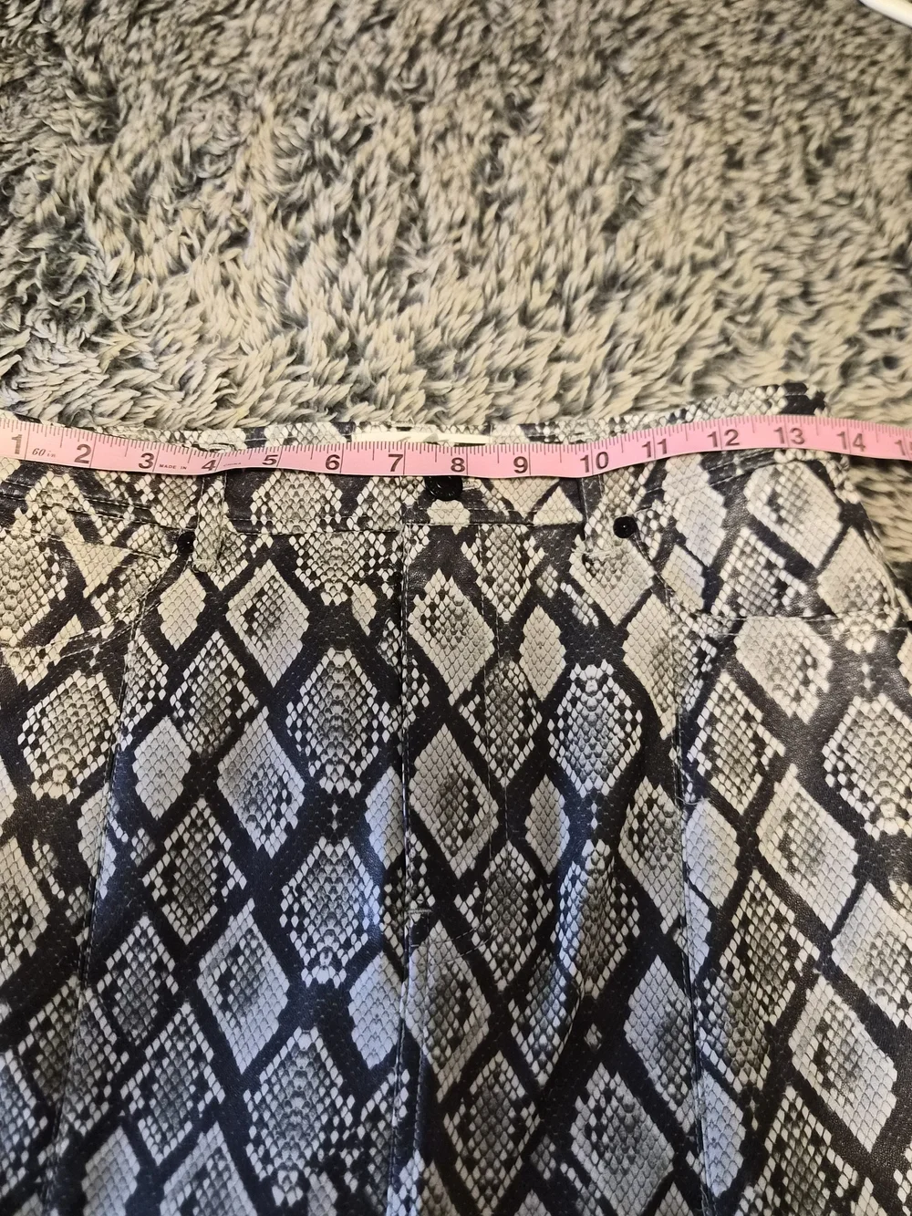 Free People Black and White Snake-Print Vegan Leather Midi Skirt - Picture 6 of 11